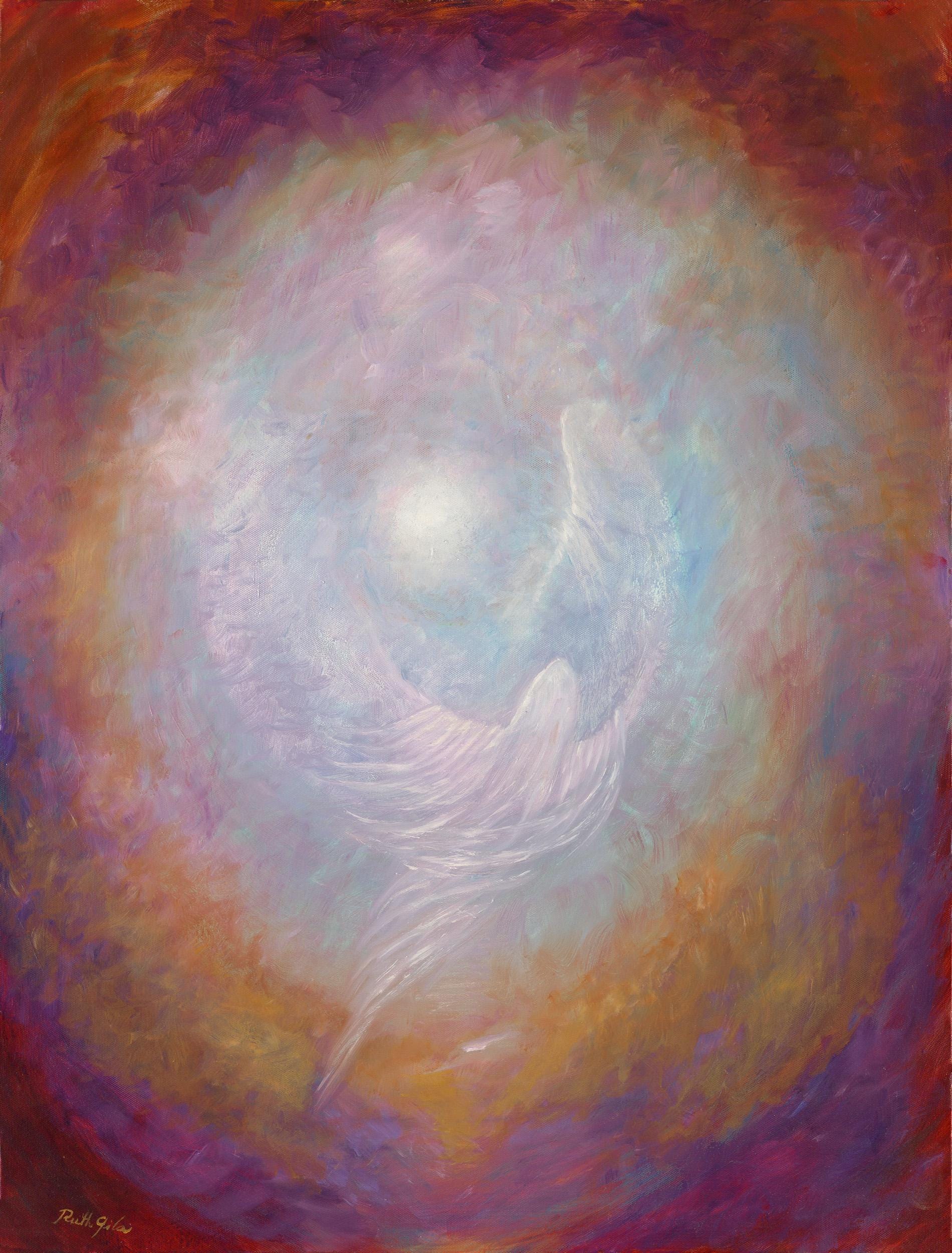 Let There Be Light – Large Spiritual Angel Oil Painting | Mystical Abstract Jewish Art of Divine Light and Creation | Kabbalah Inspired