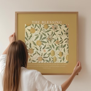 Aaronic Blessing Wall Art: "The Lord Bless and Keep You" Scripture Print, Numbers 6 Bible Quote Poster, Christian William Morris Floral