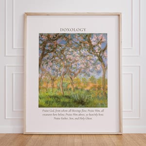 Praise God from Whom All Blessings Flow Wall Art Digital Download Christian Home Decor Doxology Vintage Floral Monet Hymn Lyric Print JPG