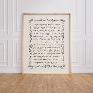 St Thérèse Quote Wall Art: "May Today There Be Peace Within" Prayer Print, Traditional Catholic Saint Devotion Printable (Digital Download)