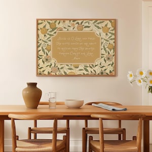 Art mural floral prière catholique en téléchargement numérique Bless Us O Lord manuscrite Tableau Grace affiche imprimable oeuvre de William Morris