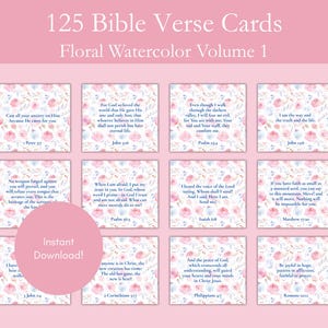 125 Cartões de Versículos Bíblicos vol. 1, imprimíveis inspiradores da Bíblia NVI, Cartões de Afirmação Cristã Floral, Kit de Quadro de Oração com Versículos Bíblicos em PDF