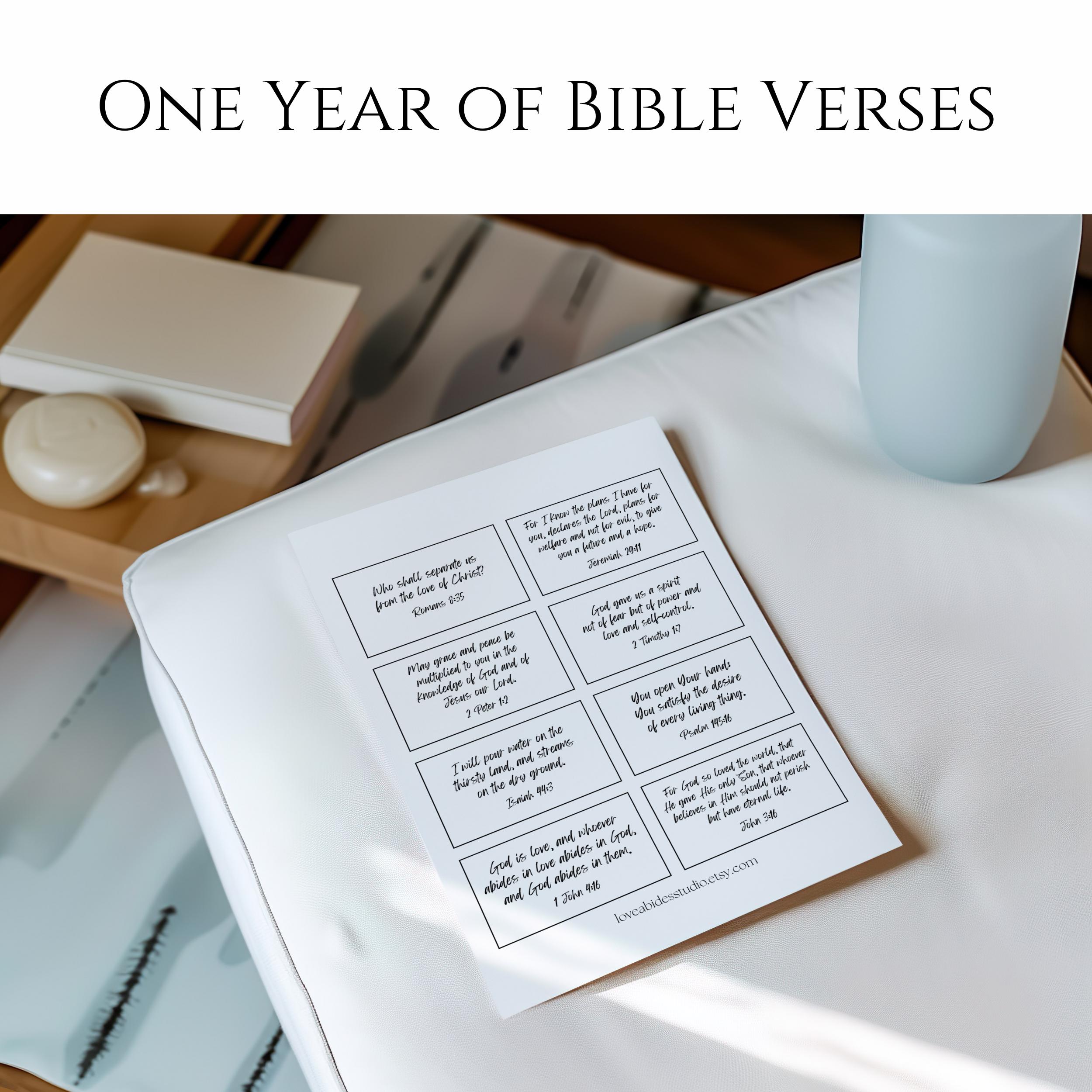 365 Bible Verse Cards Set: One Year of Daily Scriptures Printable ...
