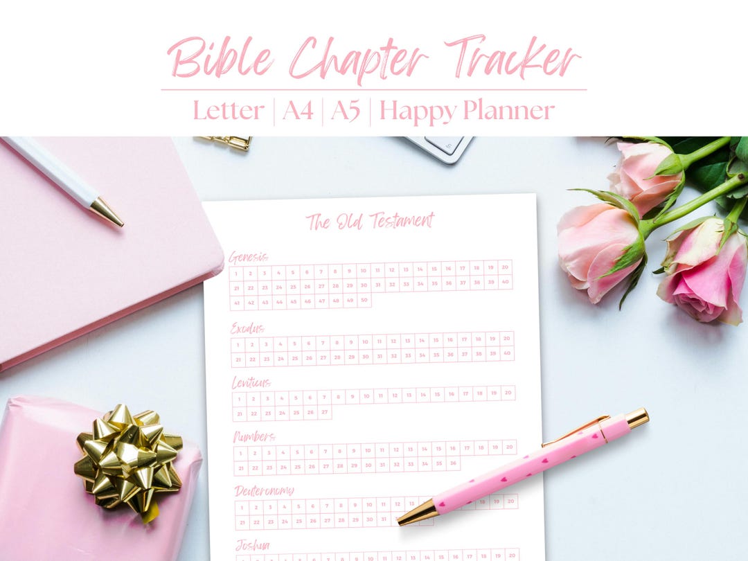 Bible Chapter Tracker Pink Boho Bible Study Template Digital Download ...