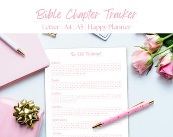 Bible Chapter Tracker Pink Boho Bible Study Template Digital Download Christian Planner Pages Faith Binder Inserts Editable Tablet Ready PDF