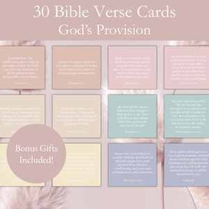 30 cartões com versículos bíblicos sobre a provisão de Deus, imprimíveis inspiradores da Bíblia NVI, cartões de afirmação cristã com flores silvestres boho, kit de quadro de oração