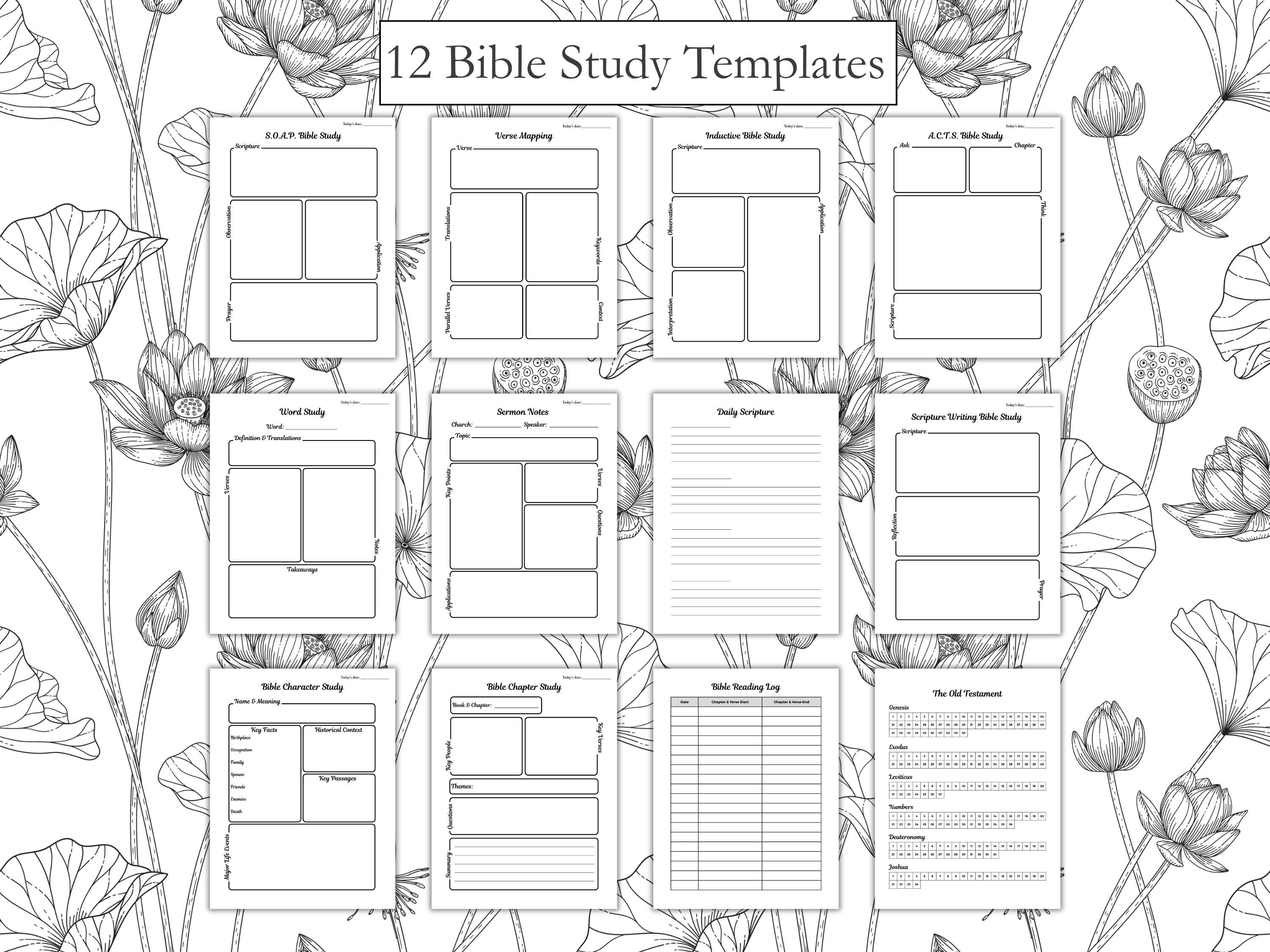 Minimalist Bible Study Bundle, 12 Templates, SOAP Bible Study Template ...