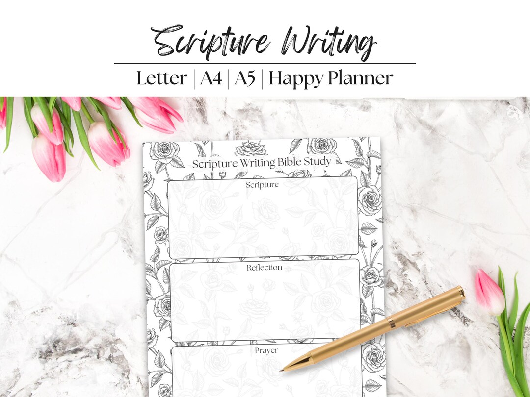 Scripture Writing Template Printable Floral Bible Study Journal Inserts ...