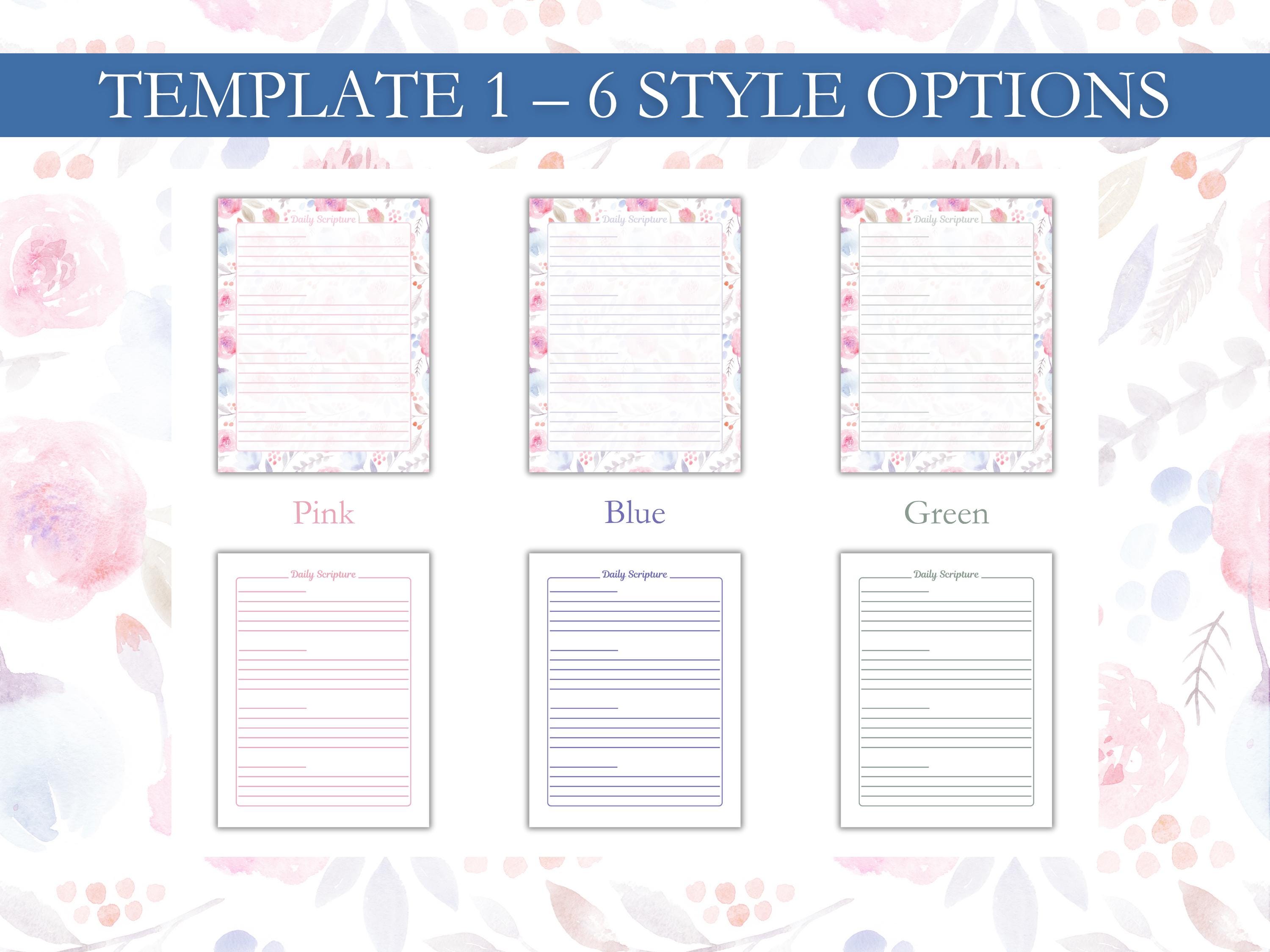 Scripture Writing Printable Bible Journaling Templates Digital Faith ...