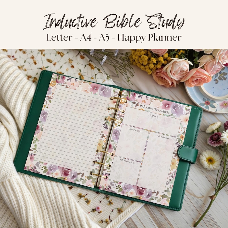 Inductive Bible Study Template Printable Neutral Floral Scripture ...