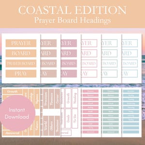 Prayer Board Headers Coastal Edition | Prayer Board Headings | Printable Prayer Board Headings | Prayer Board Kit | Customizable Templates