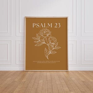 The House of the Lord Psalm 23 Typography Minimalist Floral Line Art Christian Home Decor Printable Bible Verse Sign Mothers Birthday Gift