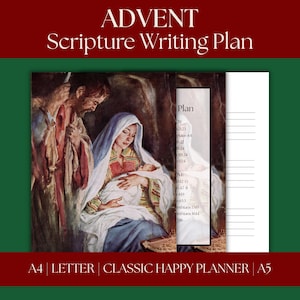 25-Day Advent Scripture Writing Plan for Daily Devotion Digital Faith Journal Worksheets Instant Download Bible Study Templates PDF