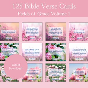 125 Cartões de Versículos Bíblicos vol. 1, inspiradores imprimíveis de Escrituras NVI, Cartões de Afirmação Cristã de Flores Silvestres, Kit de Quadro de Oração com Versículos Bíblicos em PDF