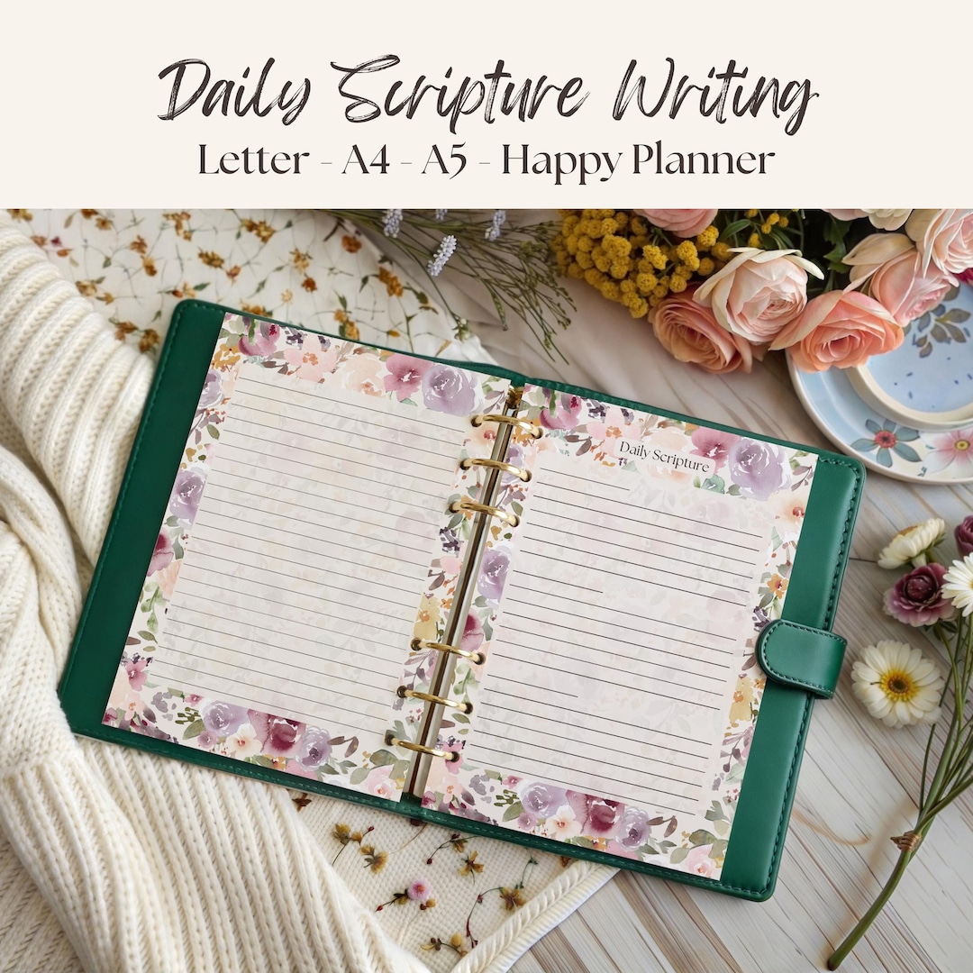 Daily Scripture Writing Template: Floral Print Bible Worksheets ...