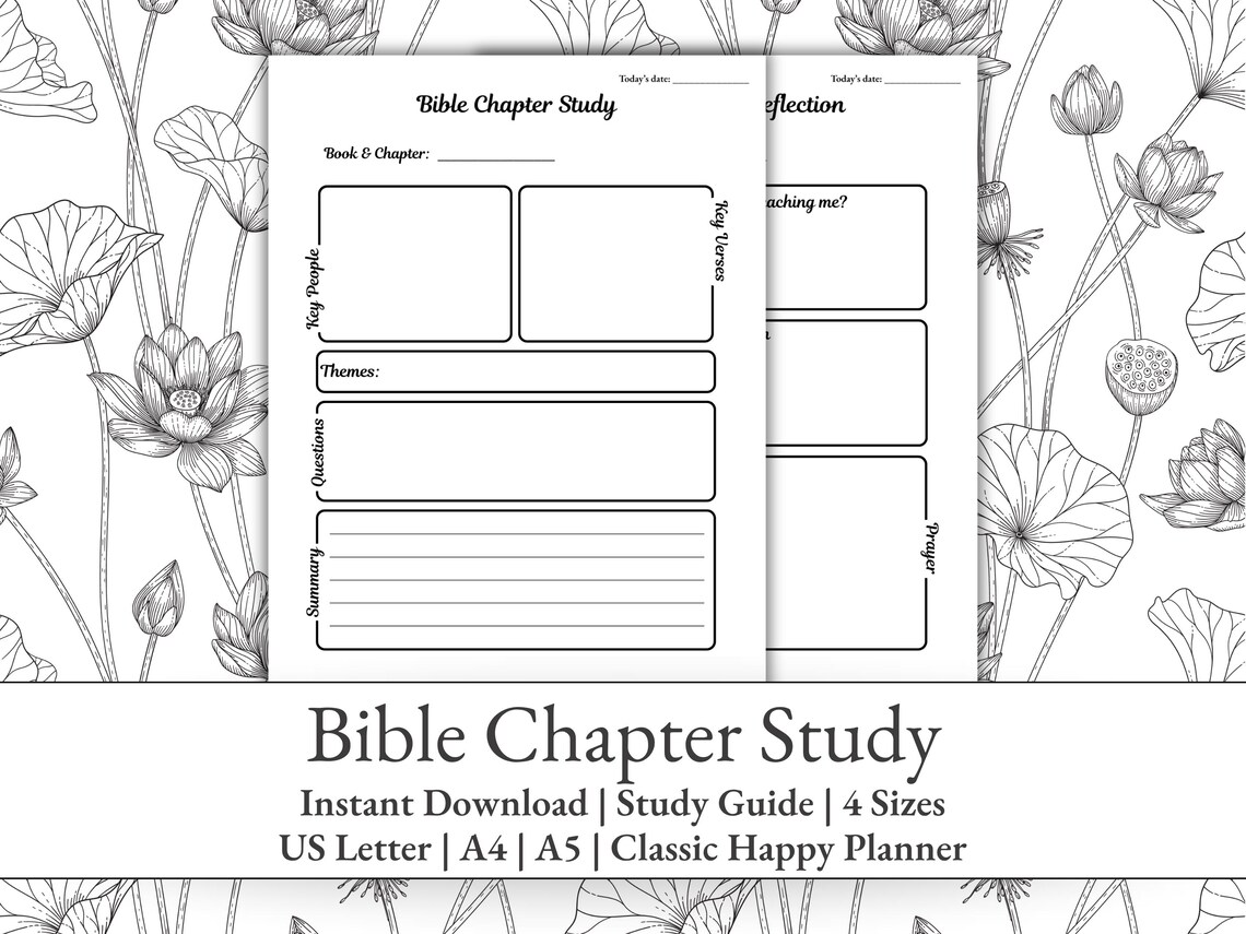 Minimalist Bible Chapter Study Template, Printable Chapter Reflection ...