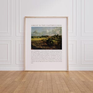 Great Is Thy Faithfulness Hymn Lyric Print Digital Download PDF JPG Printable Christian Home Decor Bible Verse Wall Art Vintage Landscape