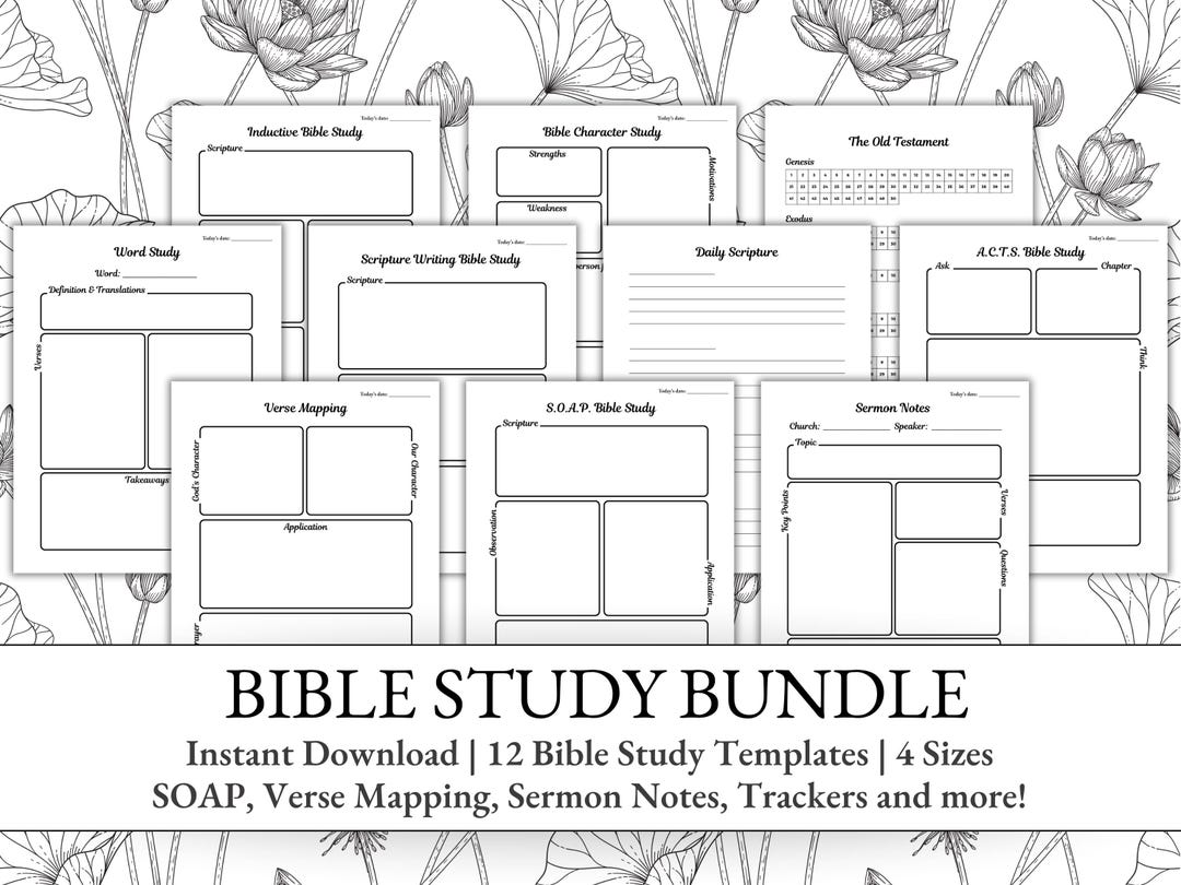 Minimalist Bible Study Bundle, 12 Templates, SOAP Bible Study Template ...
