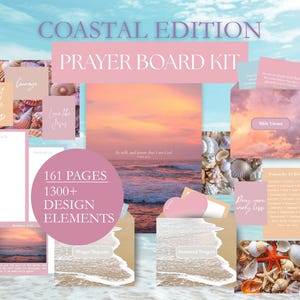 Kit per la preghiera Coastal Edition, 30 schede con versetti biblici "Non temere", schede di preghiera stampabili, illustrazioni con versetti biblici e modelli personalizzabili