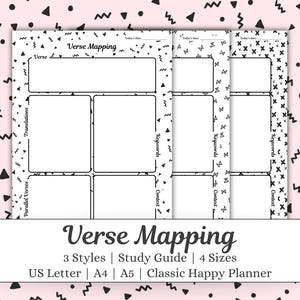 Verse Mapping Templates Printable Bible Study, 4 Sizes, Instructions Included (Digital Download)