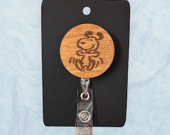 Snoopy Badge Reel – Engraved Retractable ID Holder