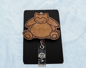 Snorlax Badge Reel – Engraved Retractable ID Holder