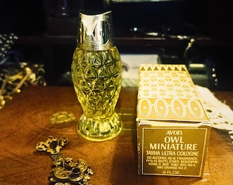 Frasco de perfume Avon Owl vintage con caja original / Fragancia sin abrir de 1980 / Objeto de colección de tocador con forma de figura / Decoración de temática boscosa