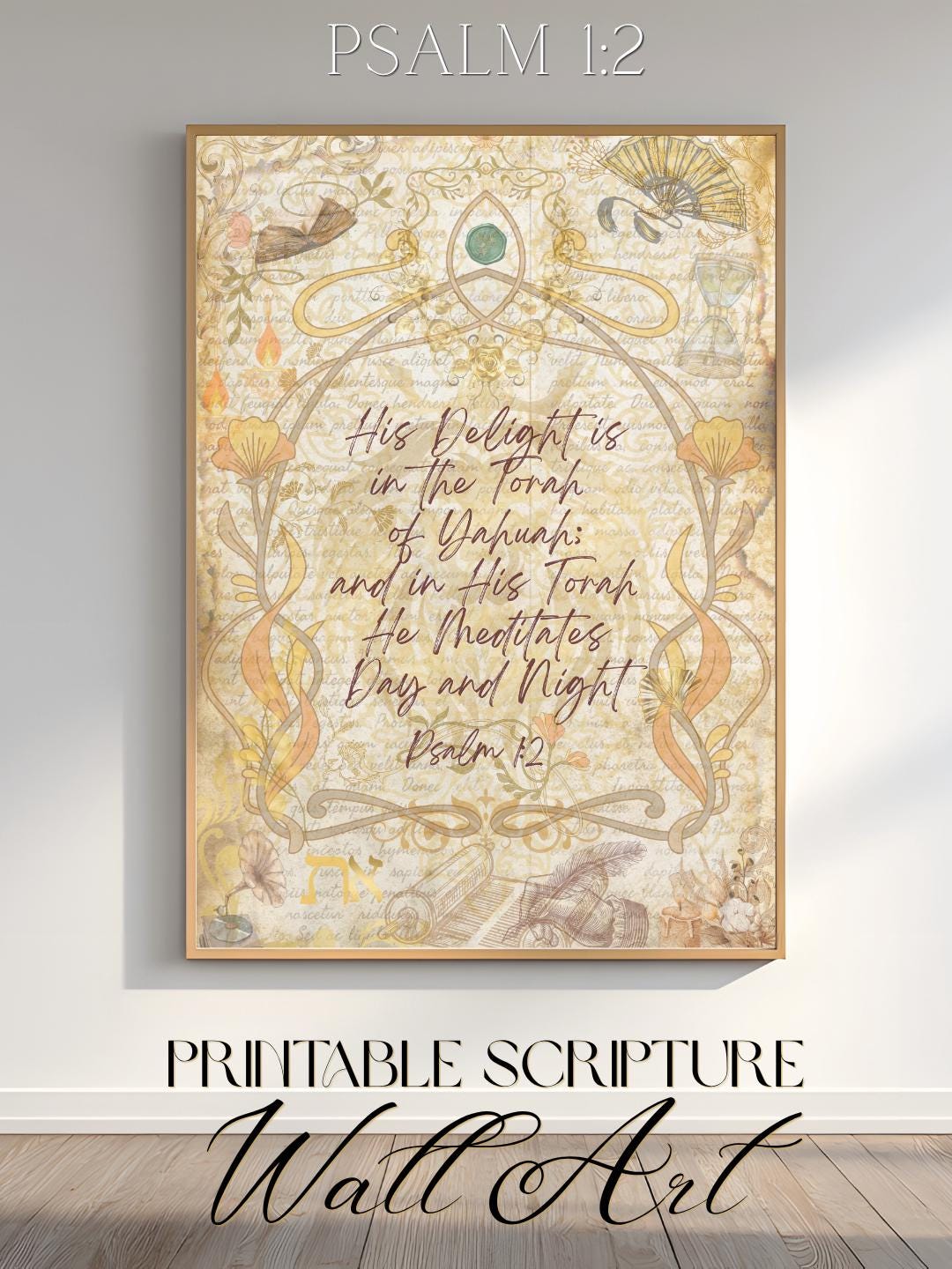 Psalm 1:2 Art | Printable Scripture Wall Art | Christian Wall Decor ...