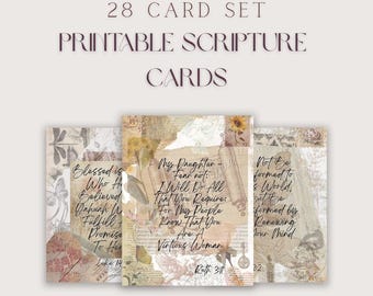 Tarjetas con versículos bíblicos para imprimir, 28 tarjetas con versículos bíblicos, descarga digital, tarjetas de fe de inspiración vintage, tarjetas para diario de oración, vestidos de promesa.