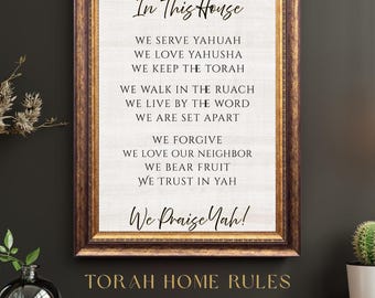 En esta casa / Reglas del hogar según la Torá / Arte mural de Yahuah / Colección del Pacto / Biblia imprimible / Decoración mesiánica para el hogar / Descarga digital