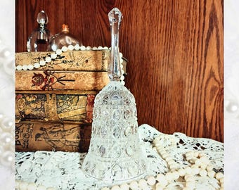 Campana de cristal de plomo Windsor “Button & Cane” vintage / Campana de mesa de cristal de plomo al 24% de Price Products / Objeto de colección de vidrio taiwanés de los años 70-80