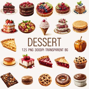 Bakery Clipart PNG, Sweet Treats, Cupcakes, Cakes, Ice Cream, Transparent Dessert Clipart for Digital Projects