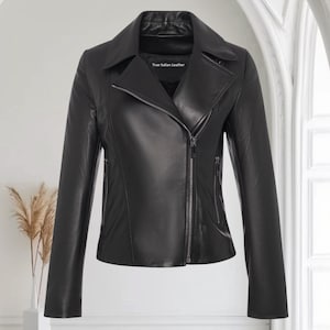 Handmade Italian Leather Biker Jacket - Women&#39;s Genuine Leather