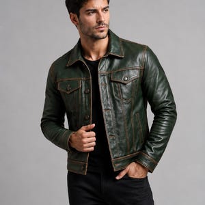 dark green green jean jacket mens