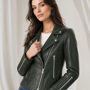 Plus Size Green Leather Jacket - Etsy