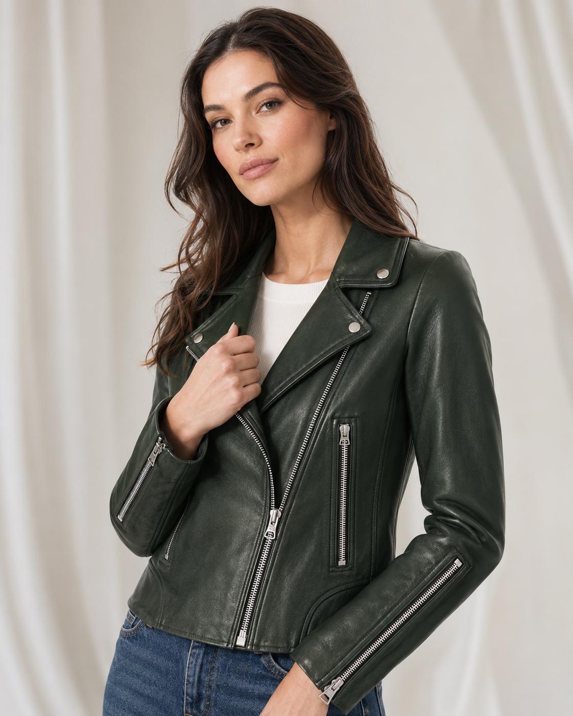 Plus Size Green Leather Jacket - Etsy