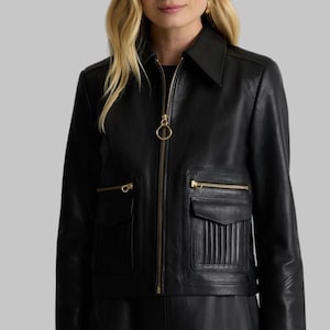 Women Modern Leather Jacket \ CEO Jacket \ Genuine Italian Leather \ Jacket With Pockets \ True Italian Leather