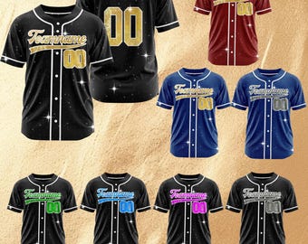Custom Baseball Jersey Personalized Name Number Team Uniform Faux Glitter Cheer Jersey for Baseball Team Support