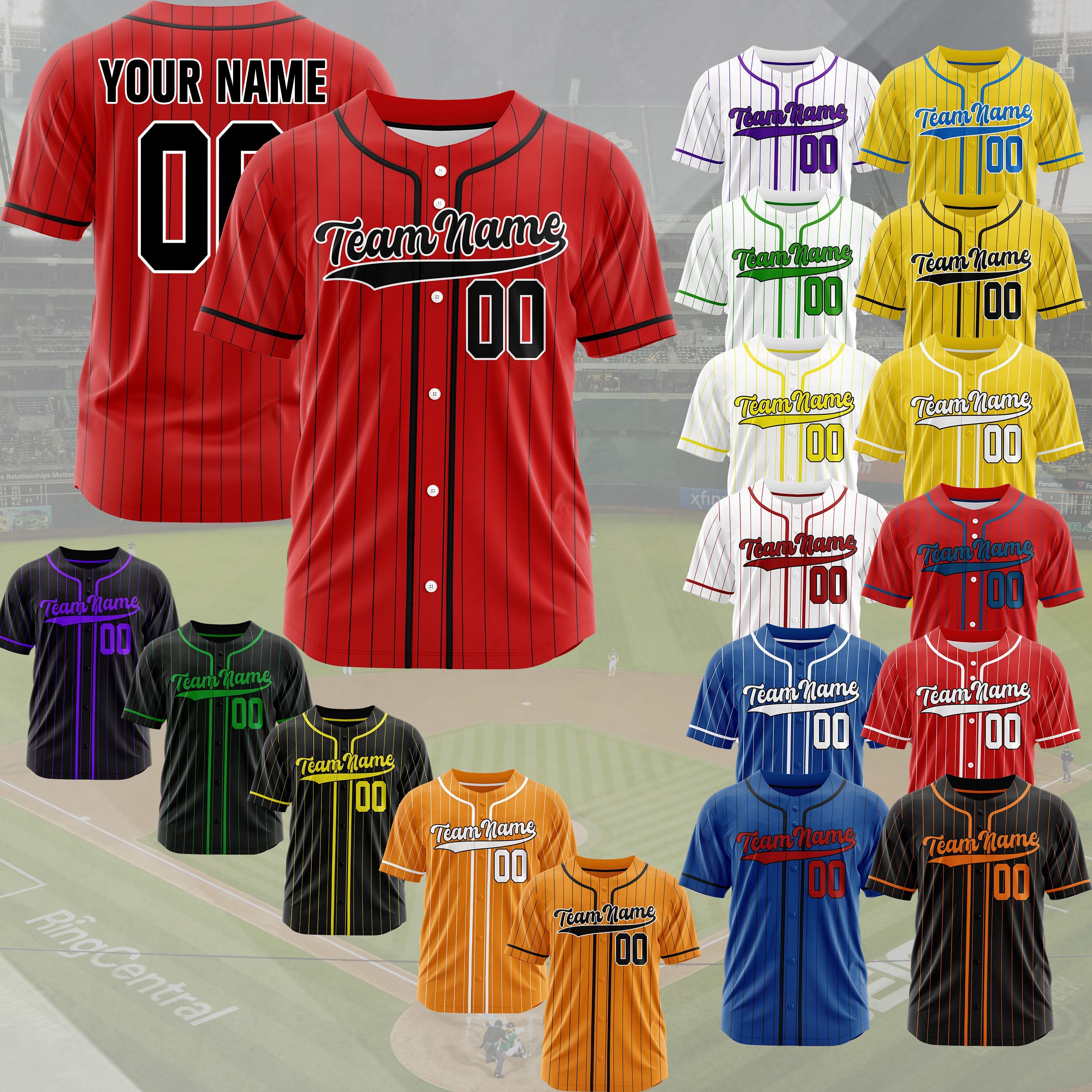 Custom Baseball Jersey Personalized Team Name Number Pinstripe Design Youth Adult Sizes Sports Team Uniform