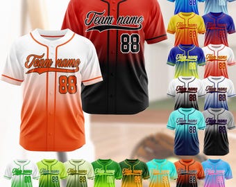 Custom Baseball Jersey Personalized Stitched Name and Number for Men Women Youth Preschool Gradient Baseball Jersey Gift