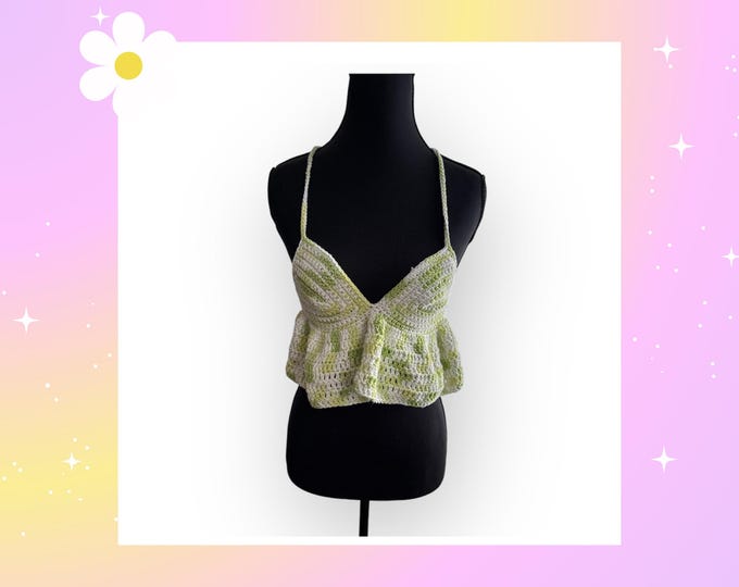 Featured listing image: Custom Crochet Ruffle Crop Top