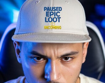Paused Epic Loot Incoming Hat – Gamer Snapback Cap – RPG Gift for Gamers – Loot Crate Hat – Gaming Adventure Cap – Embroidered Gamer Hat