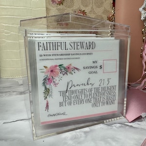 52 Week Stewardship Savings Challenge Box, Christian Cash Stuffing Envelopes, Faith Based Budget System