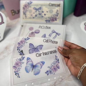 Custom Vellum A6 Cash Stuffing Envelopes for Sinking Funds Savings Challenge Debt Snowball Budget Binders, Purple Butterfly Floral Retro