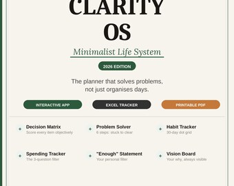 Minimalist Life Planner | Declutter System, Habit Tracker (Digital PDF + Excel)
