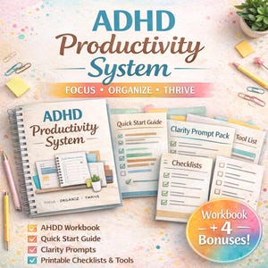 Quaderno giornaliero per ADHD / Agenda per le funzioni esecutive / Agenda stampabile / Sistema di gestione del tempo / Pacchetto di produttività per neurodivergenti