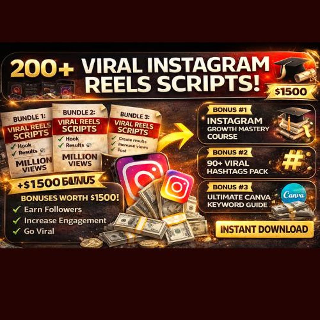200+ Viral Instagram Reels Scripts, Faceless Content Pack, Social Media ...