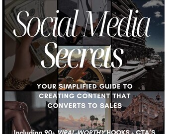 Social Media Content Planner & Marketing Guide | 90+ Viral Hooks, Reels TikTok Templates | Digital