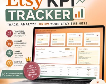 Etsy Sales Tracker Dashboard | KPI Analytics Tool (Digital Download)