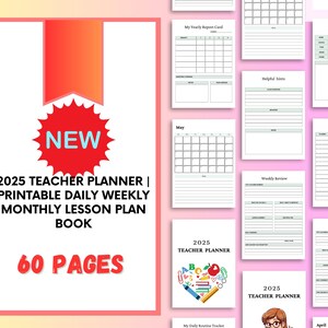 2025 Teacher Planner | Printable Daily Weekly Monthly Lesson Plan Book | Classroom Organizer | Digital Download PDF